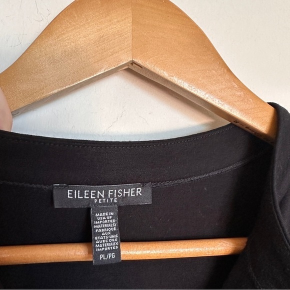 Eileen Fisher Fine Jersey Mandarin Collar Dress in Black PL - Picture 4 of 7